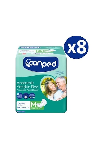 Canped Anatomik Hasta Bezi Medium 80 Adet 10'Lu x 8 M