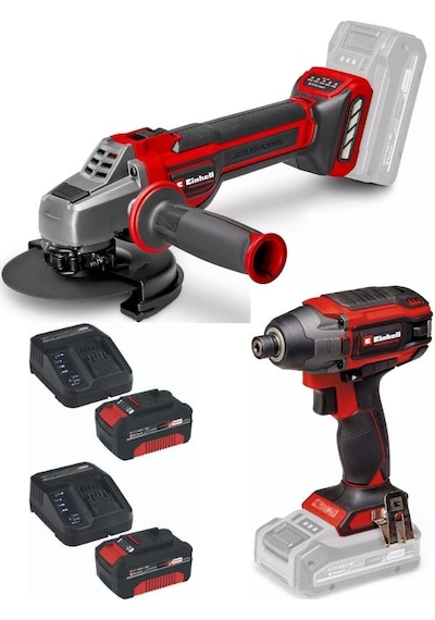 Einhell TP-CI 18/220 Li Bl Vidalama + TP-AG 18/125 Ce Q Avuç Taşlama 2x4.0AH Kömürsüz Set