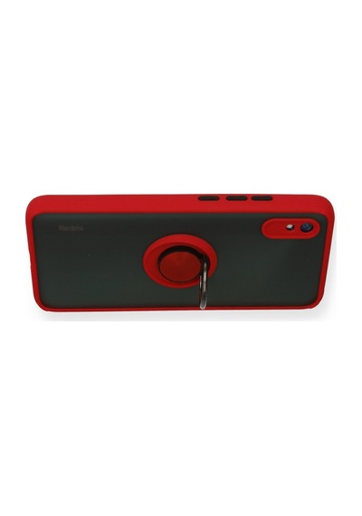 Xiaomi Redmi 9a Uyumlu Kılıf Montreal Yüzüklü Silikon Kapak - Kırmızı