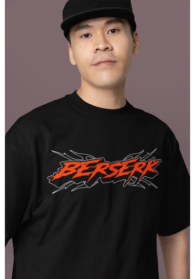 Tasarım Berserk Guts Sırt Baskılı Unisex Oversize Anime Karakter Siyah