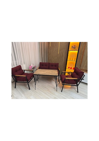 Houseart Gül Metal Bahçe Koltuk Takımı 2+1+1 Masalı Balkon Teras Cafe Oturma Grubu Bordo Houseart Gül Metal Bahçe Koltuk Takımı 2+1+1 Masalı Balkon Teras Cafe Oturma Grubu Bordo