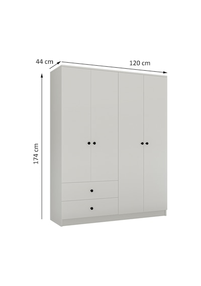 Metalia Metalia Gm 077 Novado Düğme Kulplu 4 Kapı 2 Çekmeceli Gardırop