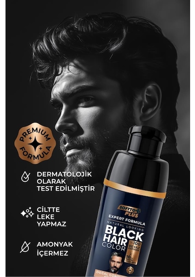 Softto Plus Expert Men Black Hair Color Siyah 10 Dakikada Etkili Geliştirilmiş Formül Doğal Görünüm