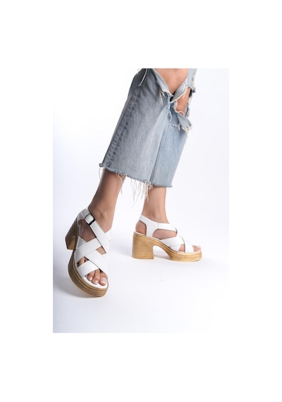 Preshley Kadın Diego Beyaz Ortopedik İç Taban 8 Cm Platform Topuk Sandalet-beyaz Beyaz