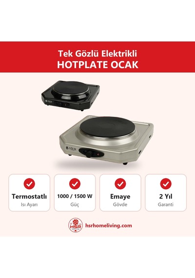 Hsr Home Living Elektrikli Tek Gözlü Hotplate Ocak Termostatlı 1500 W