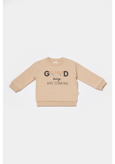 BabyCosy Organik Pamuk Sweatshirt,%100 Organik Pamuk,bebek Ve Yenidoğan Serisi,kışlık Koleksiyon Gri