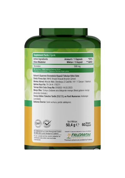 Nature's Supreme Bromelain 500 Mg 60 Kapsül