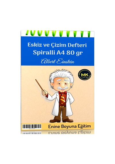 Einstein Temalı Eskiz ve Çizim Defteri Kraft Spiralli 100 Sayfa A