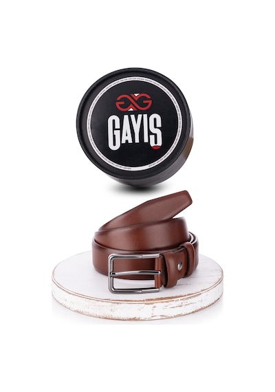 Gayış Hakiki Deri Kemer Erkek Takım Elbise Klasik 3.5 CM Çiftkat Kemer Kahverengi