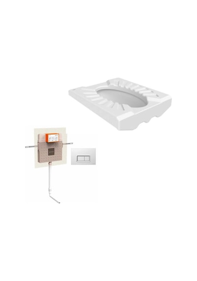 Creavit Omega Çevre Yıkamalı Hela Taşı + VitrA Gömme Rezervuar Set