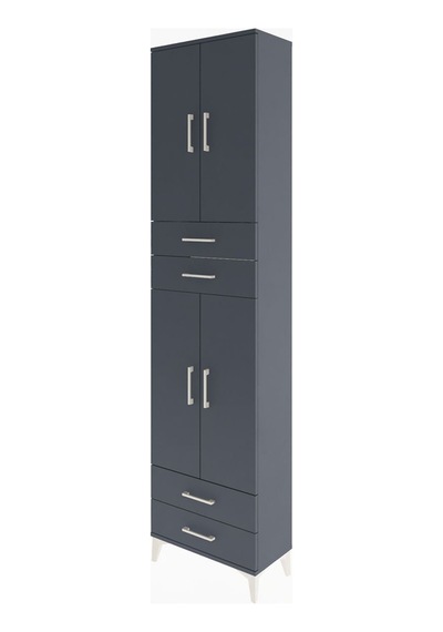 Arges Dolap 3 Raflı 4 Çekmeceli 4 Kapaklı 60x30x243 Antrasit-... Antrasit