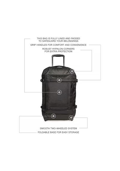 Eastpak Kabin Boy Valiz Ultra Hafif, Geniş Hacimli, Dayanıklı Kumaş, Sessiz Tekerlekli Ek00094d80w1 Siyah