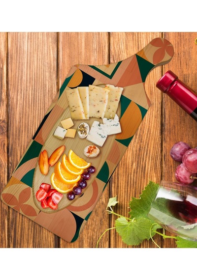 Bk Gift Modern Art Tasarımlı Dikdörtgen Şeklinde Doğal Ahşap Servis Ve Sunum Tabağı Model 14