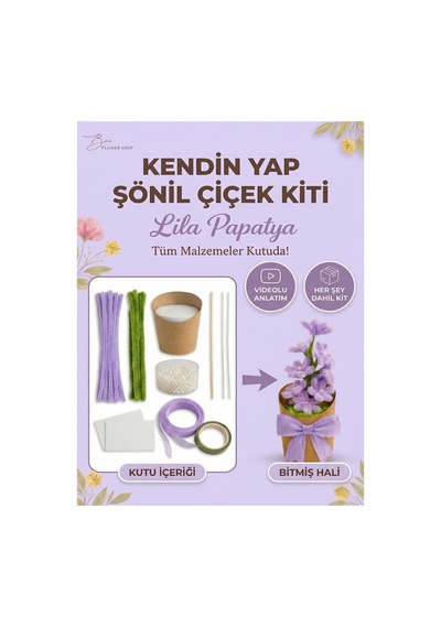 Lila Şönil Papatya Yapım Kiti Şönil Hobi Seti - Yaratıcı Hobi Ve Kendin Yap Seti