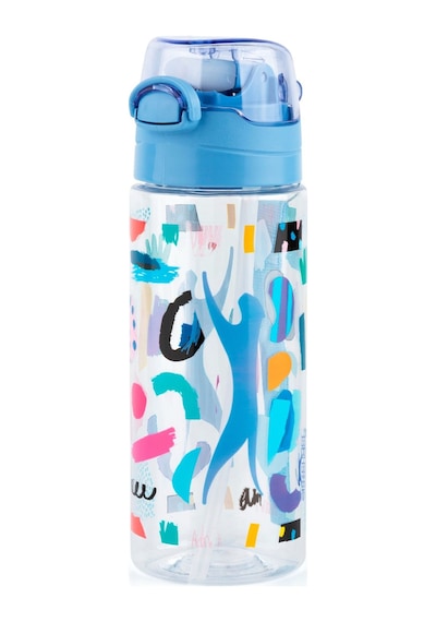 Slazenger Plastik Pipetli Okul Matarası - 500 Ml - Mavi Kapaklı