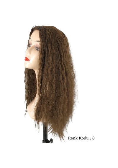 Afro Su Dalgası Peruk Fiber Sentetik Koyu Kumral No-8