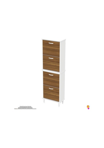 Modilayn Umay' 2 Li Kapı Önü 52x 168x25, 5 Cm Lik 4 Düşer Kapak 8 Göz Bölmeli Ayakkabılık Beyaz - Ceviz Modilayn Umay' 2 Li Kapı Önü 52x 168x25, 5 Cm Lik 4 Düşer Kapak 8 Göz Bölmeli Ayakkabılık Beyaz - Ceviz