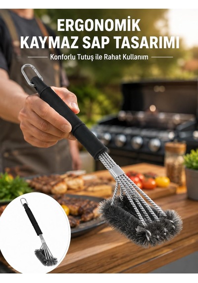 My Best Store Paslanmaz Çelik Telli Mangal Temizlik Fırçası Yeni Nesil Renkli