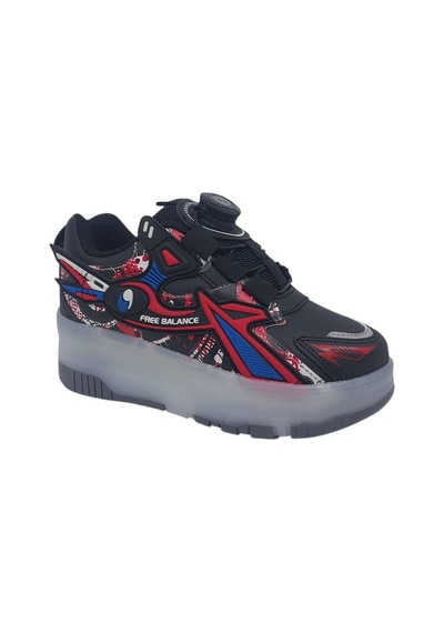 Zerhan Free Balance 250 Çocuk Işıklı Patenli Tekerlekli Sneaker Spor Siyah