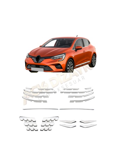 Renault Clio 5 2019+ Full Ön Krom Seti Sis Çıtası-panjur Alt Çıtalar-tampon Çıtası-panjur 2prç