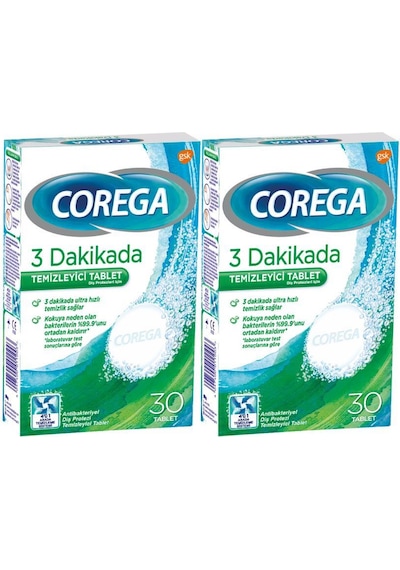 Corega 3 Dakikada Protez Temizleyici Tablet 2 x 30 Tablet