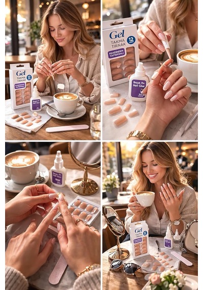 Vıvaluxe Gel Takma Tırnak Seti 12 Adet Kendinden Yapışkanlı Press-on Nails, Doğal Görünüm, Dayanıklı Ve Kolay