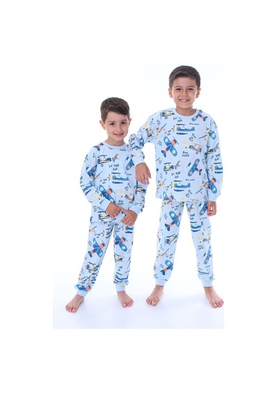Zuzunga Time To Fly Mavi Desenli Çocuk Pijama Takımı Mavi