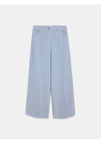 DİLVİN 72728 Keten Karışımlı Geniş Paça Pantolon-mavi