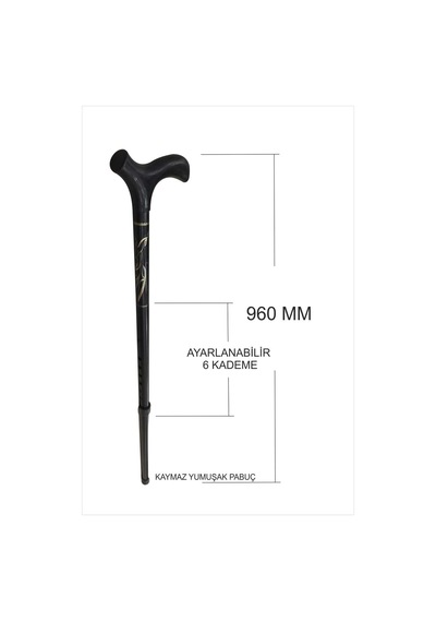 M3decorium Aluminyum Metal Ayarlanabilir Baston Asa Yürüteç Değnek