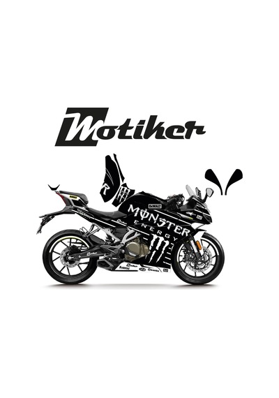 Cfmoto 250sr Monster Siyah Beyaz Tasarım Sticker Etiket Modeli