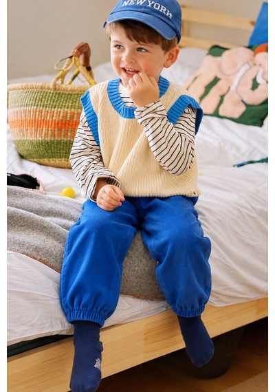 Minigimin Cicileri Erkek Çocuk Beli Lastikli Bol Paça Jogger Pantolon - Mavi