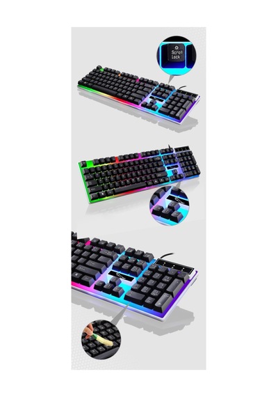 Led Işıklı Oyuncu Klavye Mouse Seti Usb Girişli Kablolu J-1001