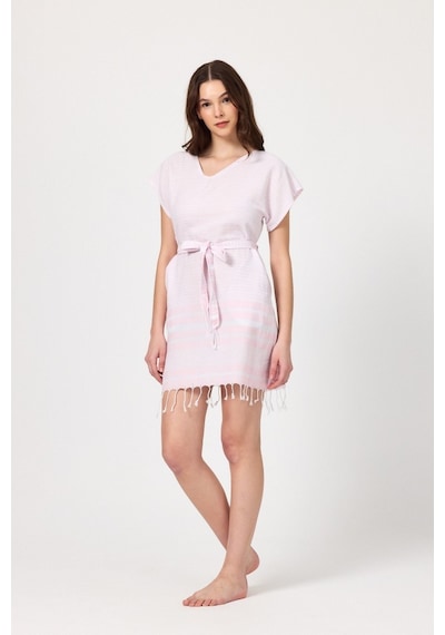 Mulberry Katya Plaj Elbisesi Tunik Pareo %100 Pamuk Pembe