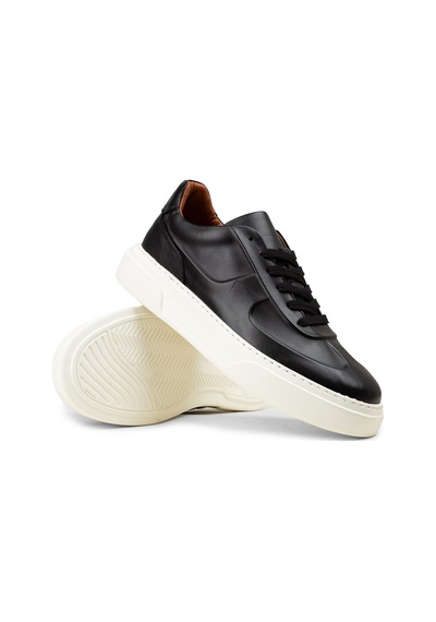 Deery Erkek Siyah Hakiki Deri Sneaker Ayakkabı - 04601msyhe01