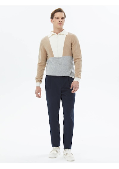 Kip Lacivert Dokuma Carrot Fit Casual Pamuk Karışımlı Pantolon 400053 Lacivert