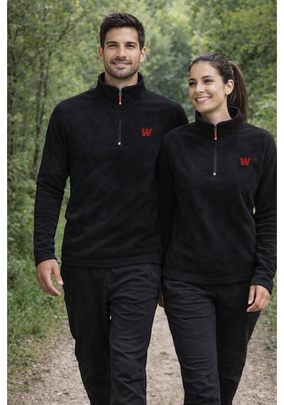 Walke Premium Erkek Yarım Fermuarlı Outdoor Spor Polar Ceket Siyah