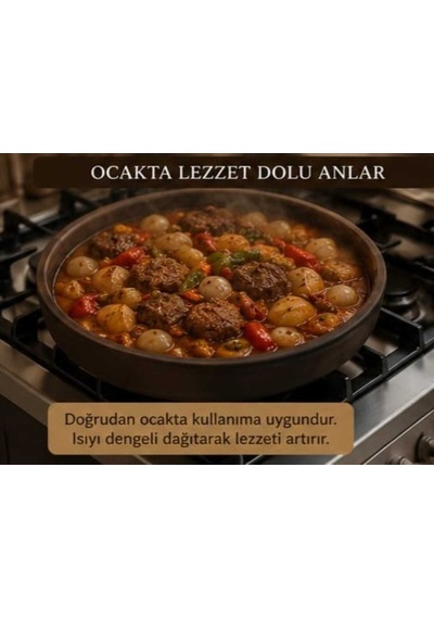 Kapadokya Çömlek Güveç Tava Kahverengi