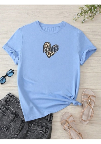 Flood Of Style Kadın Bebe Mavi Mama Kalp Baskılı Oversize
