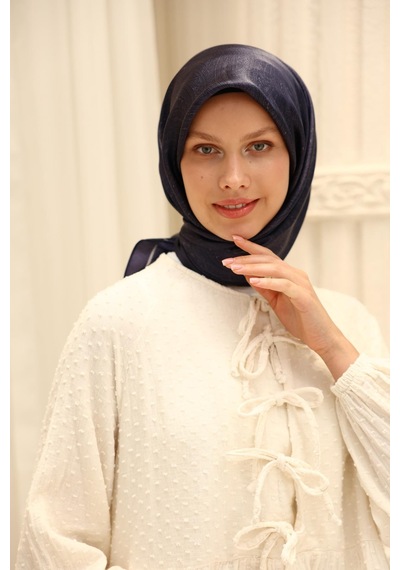 Silk Home Shiny Eşarp 75010-22 Lacivert, Gümüş