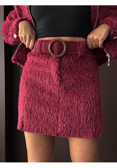 Verymoda Suni Kürk Görünümlü Kadın Ceket Bordo