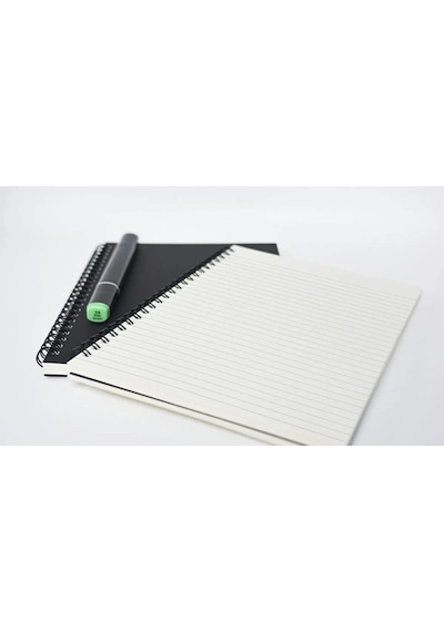 Çizgili Spiralli Not Defteri, A5 Boyut 15x21 Cm , 60 Yaprak, 90gr. Ivory Kağıt, Ofis İçin İdea Siyah Kapak