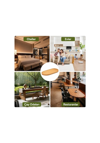 4 Lü Bambu Servis Tepsisi Seti Doğal Ahşap Bambu, Yuvarlatılmış Kenarlı, Kahvaltı Tepsisi, Sunum Ve Servis İçin Çok Amaçlı, Dayanıklı, Şık Ve Modern Bambu Tepsi Seti Çok Renkli