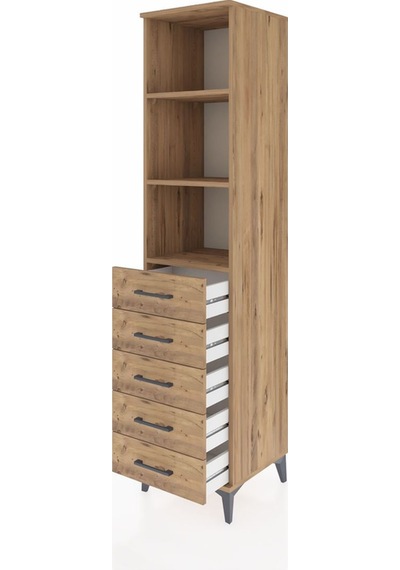 Hyperion Dolap 3 Raflı 5 Çekmeceli 44x44x195 Çam-çam Çam