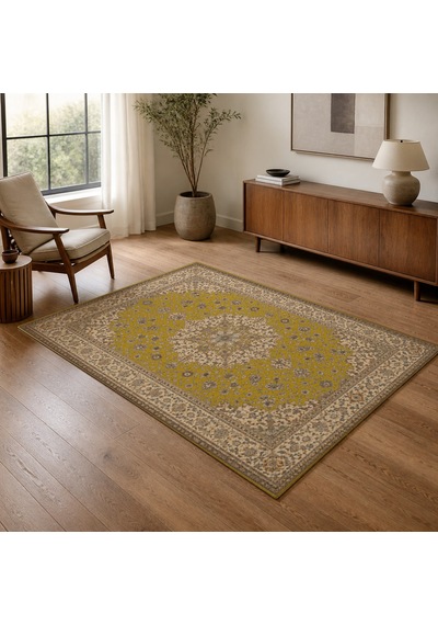 Kartela Halı Aro Halı Jüt Taban Dokuma Halı Hardal Sarısı - 60 X 90 Cm