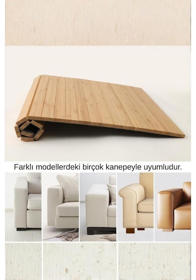Bambu Koltuk Kolu Sehpası Esnek Lamelli Kolçak Tepsisi, Kanepe Üstü Servis & İçecek Standı Bambu