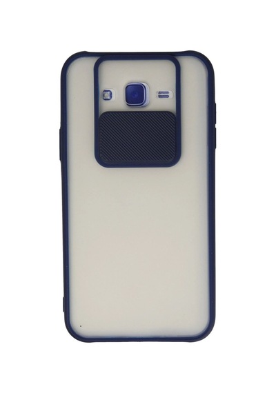 Samsung Galaxy Uyumlu - J7 Kılıf Palm Buzlu Kamera Sürgülü Silikon - Lacivert Çok Renkli