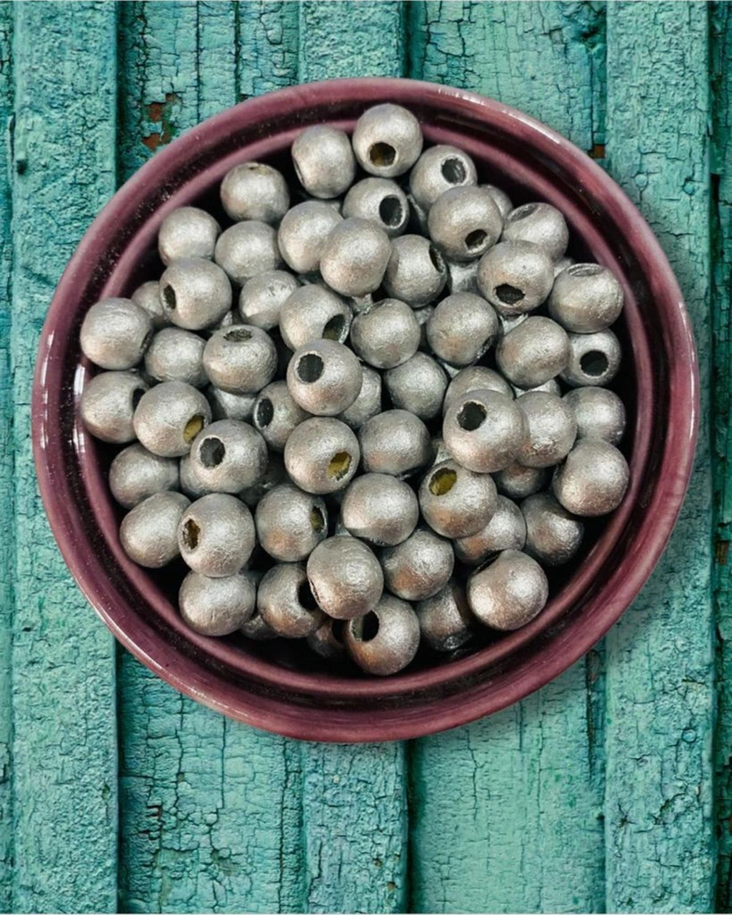 10 Mm Special Gümüş Renk Ahşap Boncuk 100 Adet -