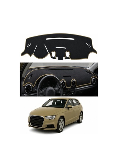 Audi A3 2012-2020 Uyumlu Torpido Koruma Kılıfı - Taba Şeritli