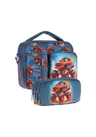 Kaukko Kids Erkek Çocuk Yeşil Kırmızı Arazi Aracı Üç Bölmeli Thermo Beslenme Çantası Ve Kalemlik Seti L7282+l8282 Yeşil - Kırmızı