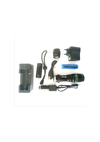 Watton Taktik Şarjlı El Feneri 2ci 6800mah Şarjlı Pil Hediye Siyah